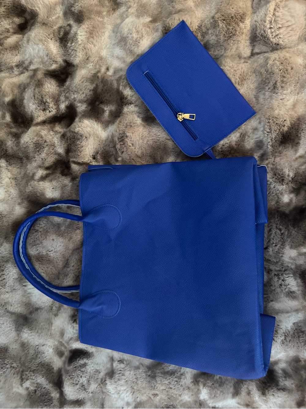Structured Royal Blue Tote with Matching Wristlet